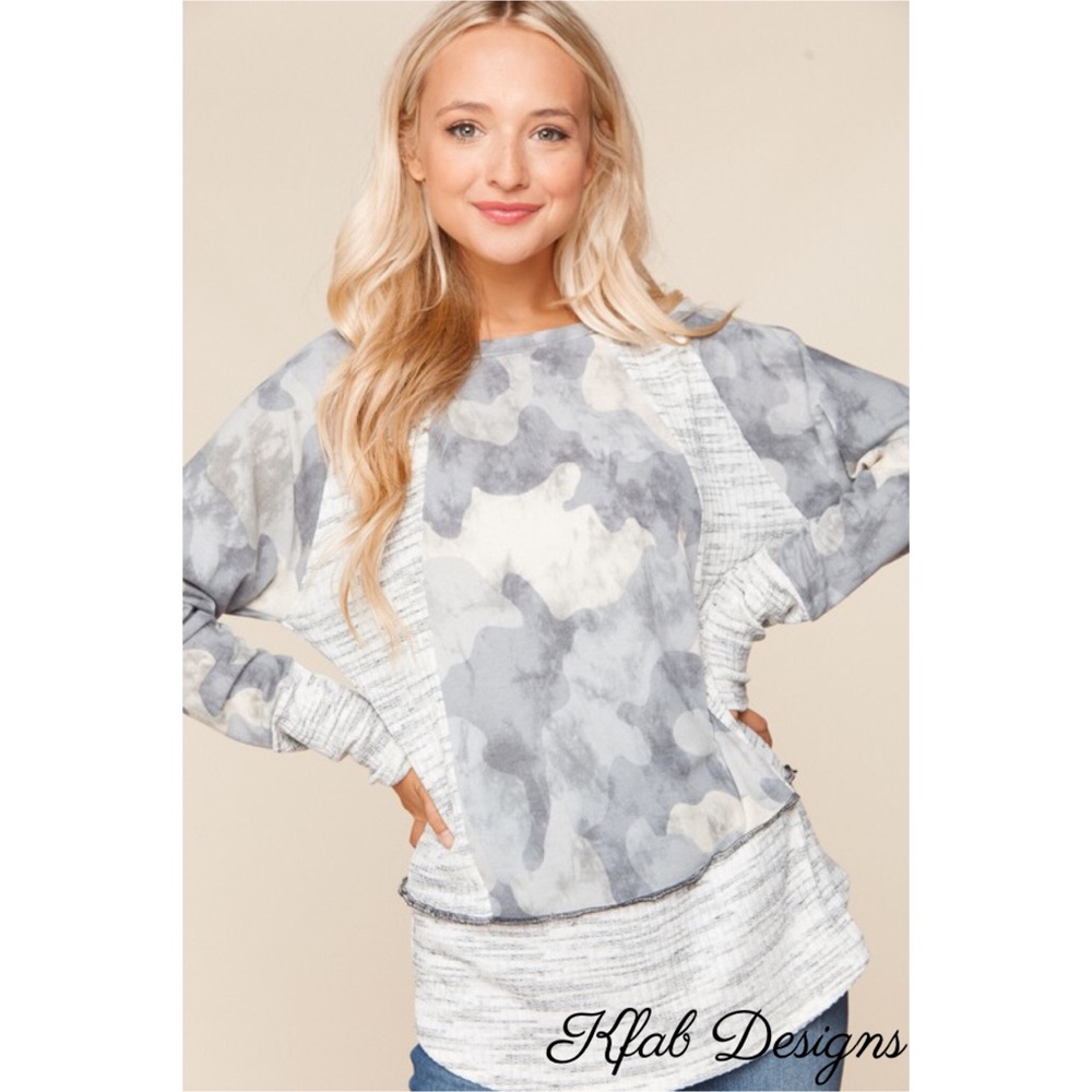 ❤️LAST 1! French Terry Soft Two Tone Camo Top! - Picture 4 of 8